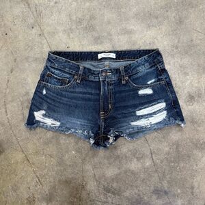 Vintage y2k Abercrombie & fitch distressed dark wash micro shorts